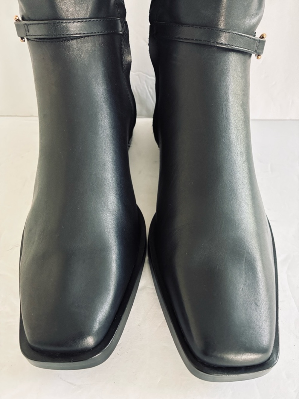 SAM EDELMAN $229 Clive Black Tall Leather Riding Boots Gold Accent Size 6.5 NEW - Picture 12 of 13